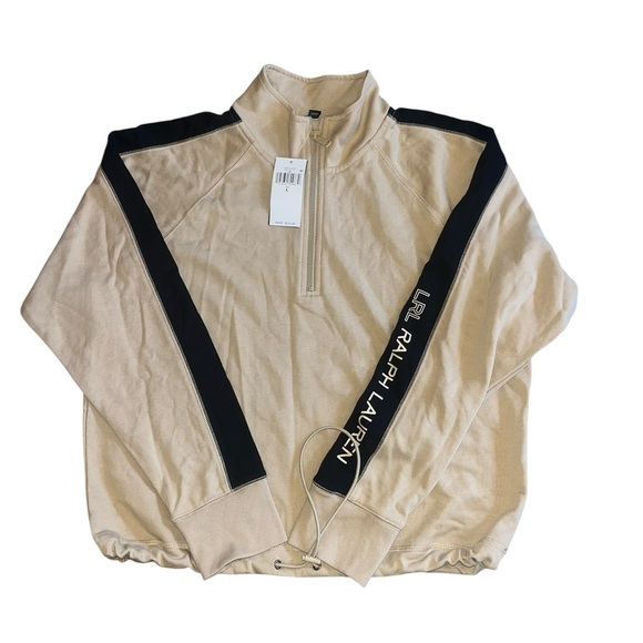 Ralph Lauren French Terry Quarter-Zip Pullover Sweatshirt Women Size Large - Picture 2 of 5